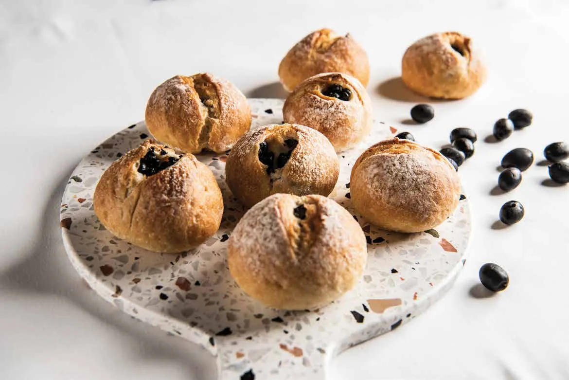 Black olive bread rolls